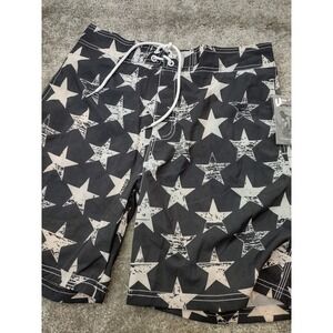 Board Shorts NWT Uzzi Large Black Pockets Stars Patriotic Swimming Beach‎